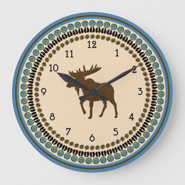 Moose Time Große Wanduhr (Vorderseite)