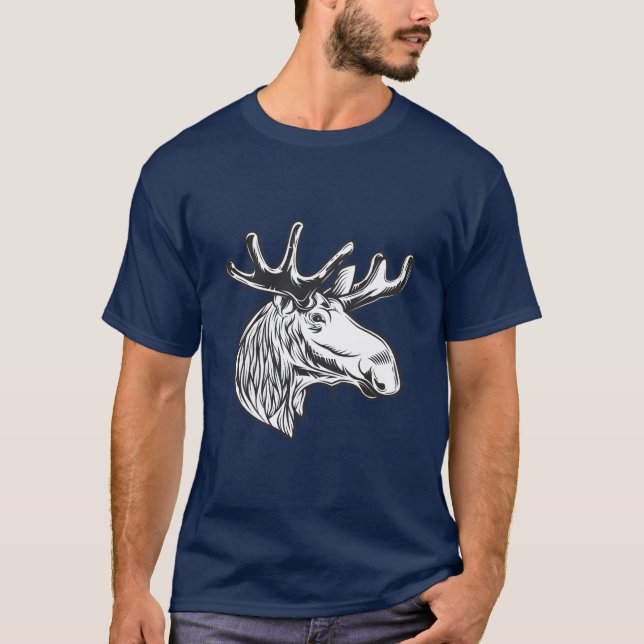 Moose Vintag Style Hunt Theme T-Shirt (Vorderseite)