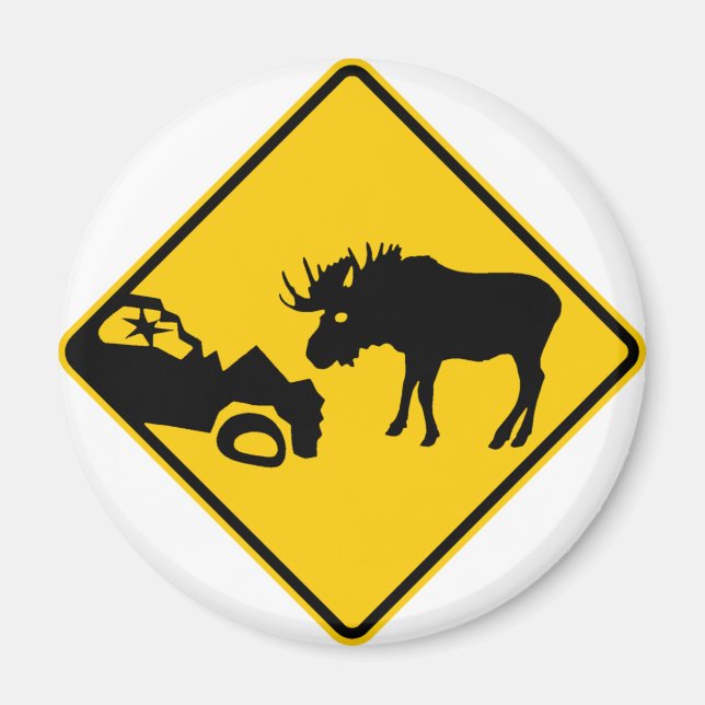 Moose Warning Sign aus Gros Morne Nationalpark Magnet (Vorne)