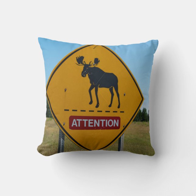 Moose-Warnzeichen Kissen (Vorderseite)