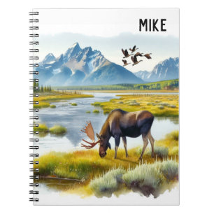 Moose Watercolor Ai Art Monogram Notizblock