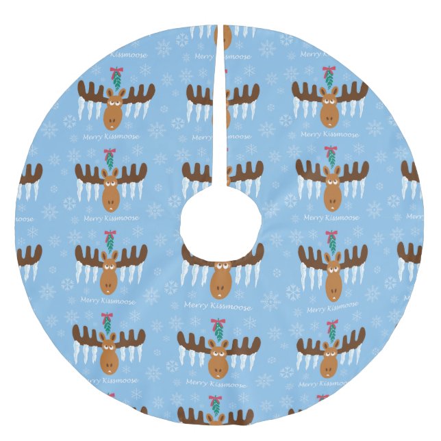 Moosehead_Icicle Antlers_Mistletoe_Merry Kissmoose Polyester Weihnachtsbaumdecke (Vorderseite)