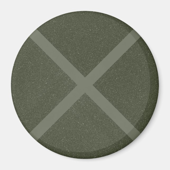 Moosgrün gekreuztes Muster Magnet (Vorne)