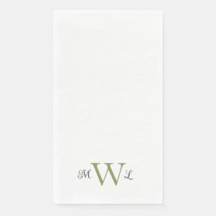 Moosgrün & Schwarz Monogramm Weiße Elegante Hochze Serviette