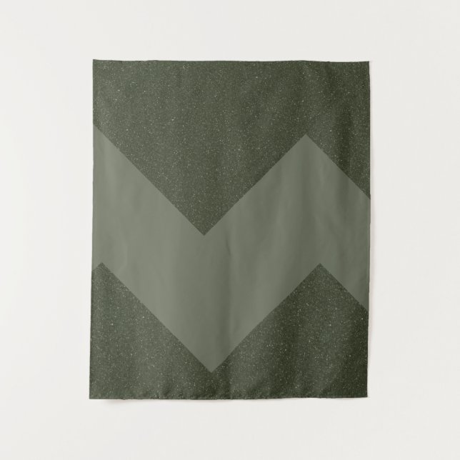 Moosgrüner geometrischer Wandteppich (Vorderseite)