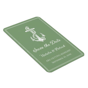 Moosgrüner maritimer Anker Save-the-Date-Magnet Magnet