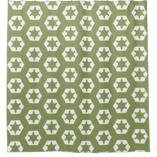 Moosgrünes Hexagon-Wabenmuster Duschvorhang