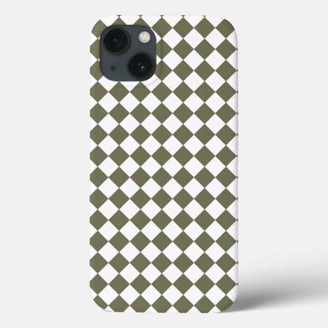 Moosgrünes Schachbrettmuster Case-Mate iPhone Hülle (Rückseite)