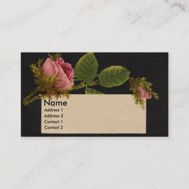 Moosige rosa Rosen-viktorianische Geschäftskarte Visitenkarte (Vorderseite)