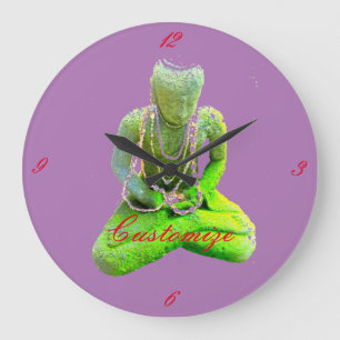 Moosiger grüner Buddha meditierendes Thunder_Cove Große Wanduhr