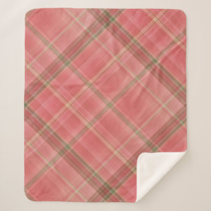 Moosrose Rosa und Grün Kariert Sherpadecke