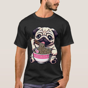 Mop Anime Hund isst Ramen-Nudeln T-Shirt