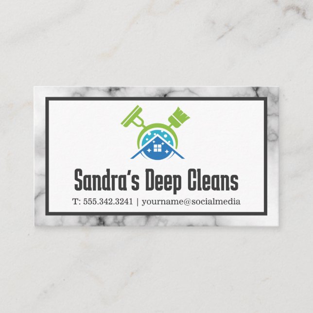Mop Broom Cleaner liefert Zuhause-Logo Visitenkarte (Vorderseite)