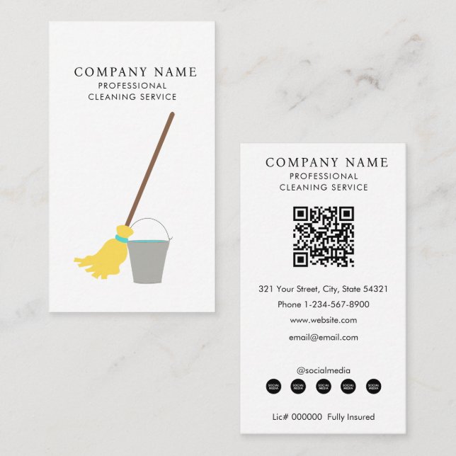 Mop Bucket Professional Cleaning Services Visitenkarte (Vorne/Hinten)