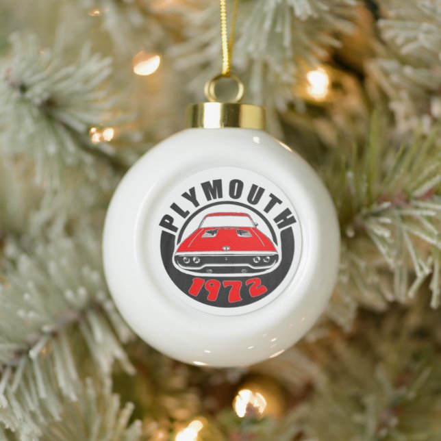 Mopar - Plymouth Roadrunner Satellite Musclecar  Keramik Kugel-Ornament (Baum)