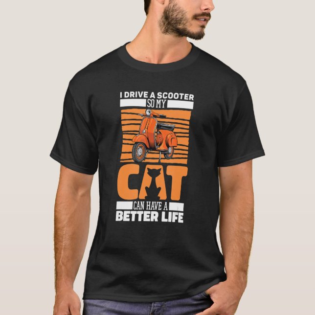 Moped Cat - Motorradmotorrad T-Shirt (Vorderseite)