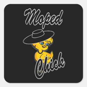 Moped Chick #4 Quadratischer Aufkleber