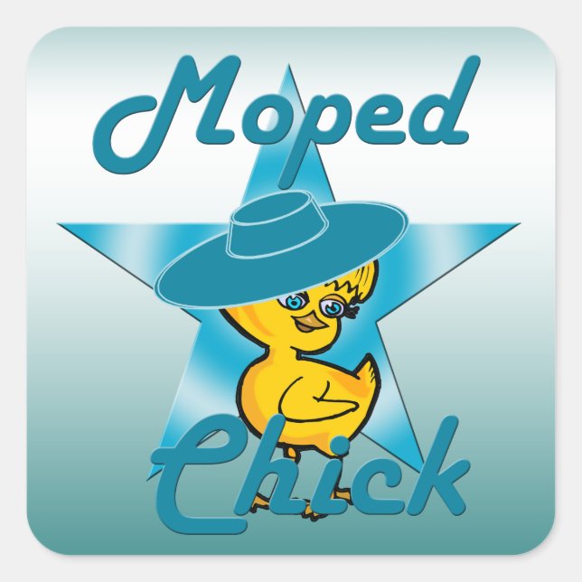 Moped Chick #7 Quadratischer Aufkleber (Vorderseite)