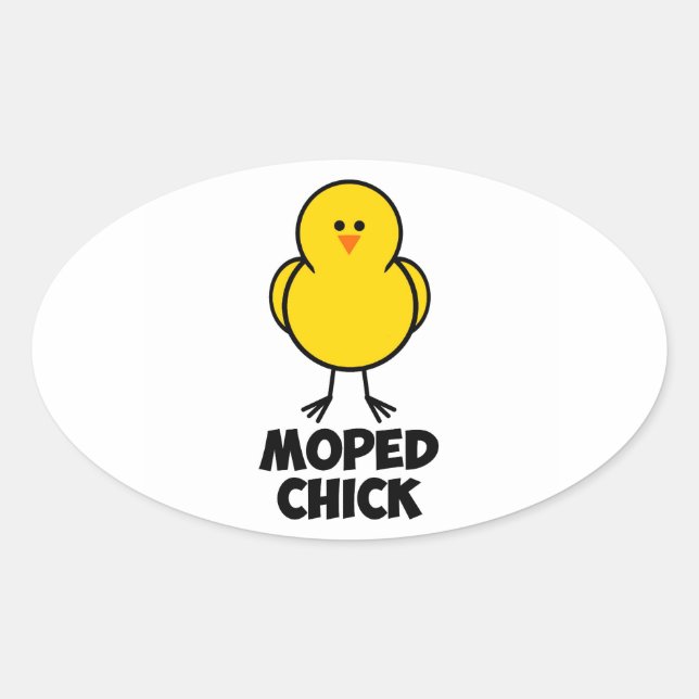 Moped Chick Ovaler Aufkleber (Vorderseite)