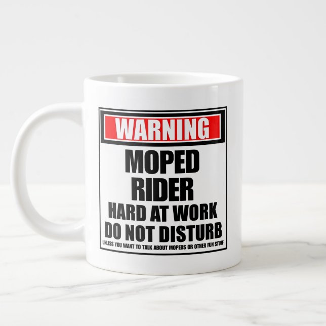 Moped Rider hart am Arbeitsplatz warnen stört nich Jumbo-Tasse (Links)