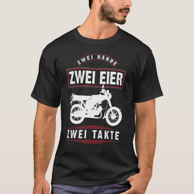 Moped zwei Eier zwei Hände zwei Schlaganfälle 150  T-Shirt (Vorderseite)