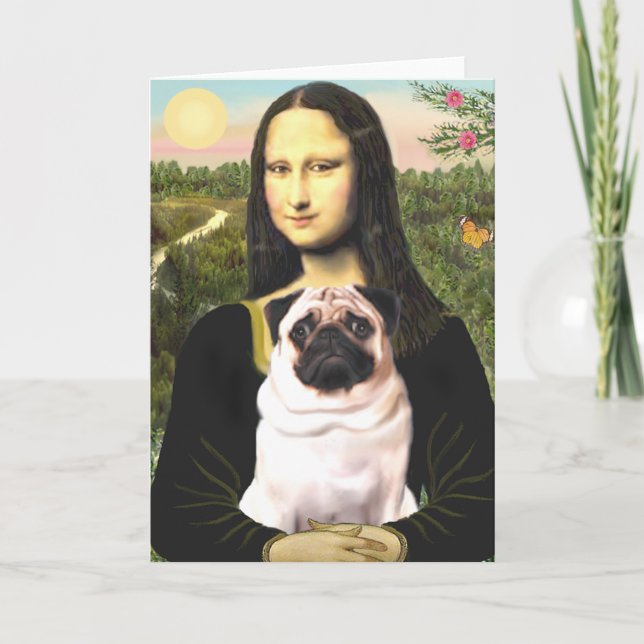 Mops 3 (fawn) - Mona Lisa Karte (Vorderseite)