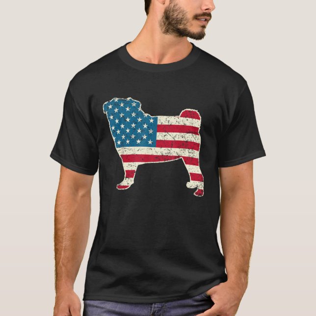 Mops 4. Juli Dog Lover Men Women Gift USA Ameri T-Shirt (Vorderseite)