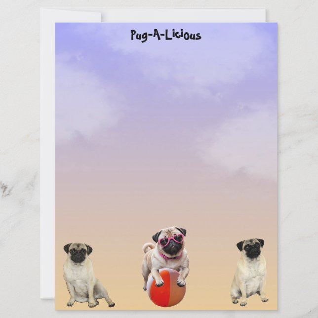 Mops-A-licious Niedlich Mops Dog Stationery (Vorderseite)
