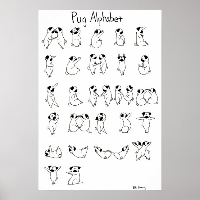 Mops Alphabet A-Z Poster (Vorne)