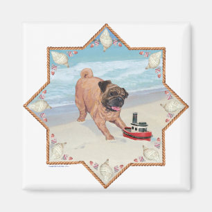 Mops am Strand Magnet
