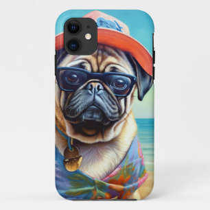 Mops am Strand, Sommergeschenk für Hundefreunde Case-Mate iPhone Hülle