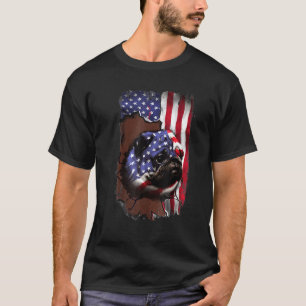 Mops Amerikanische Flagge USA Patriotischer Hund T-Shirt