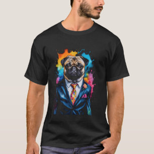 Mops Anzug Hund Farbenfrohe Funny Funny Art Printi T-Shirt