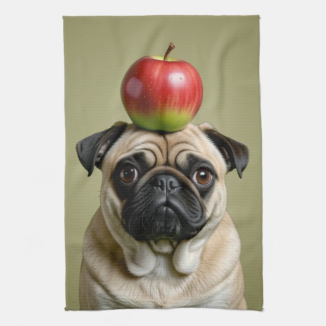 Mops Apple Geschirrtuch (Vertikal)