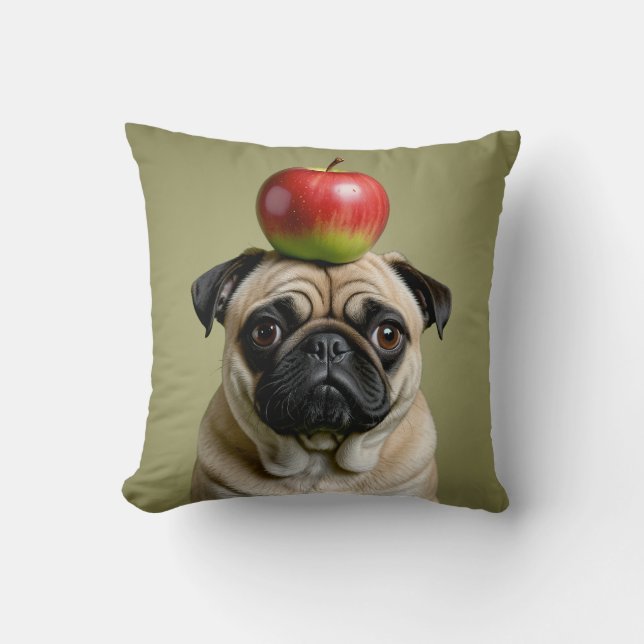 Mops Apple Kissen (Vorderseite)