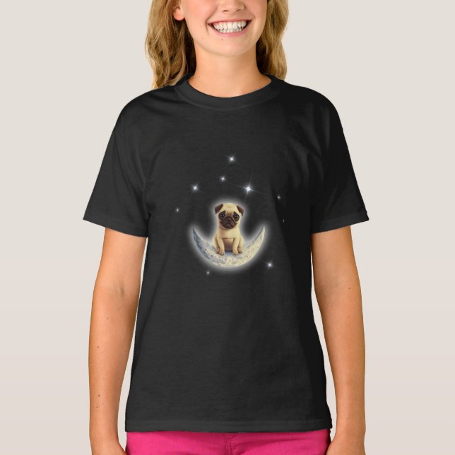 Mops auf dem Mond T-Shirt (Vorderseite)
