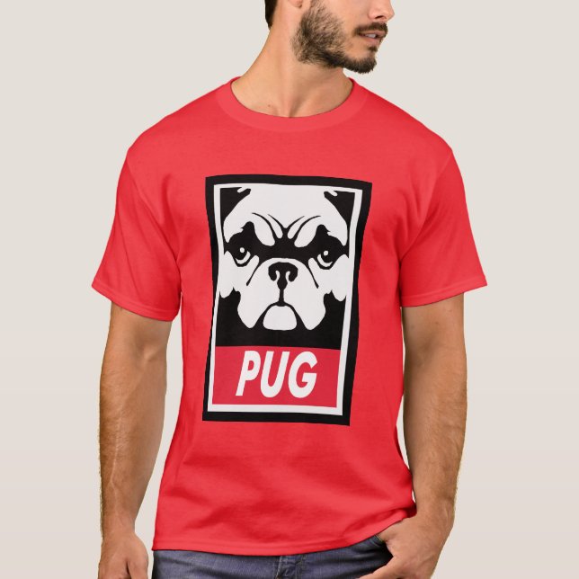 MOPS auf ROT T-Shirt (Vorderseite)
