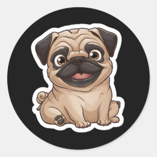 Mops-Aufkleber Runder Aufkleber