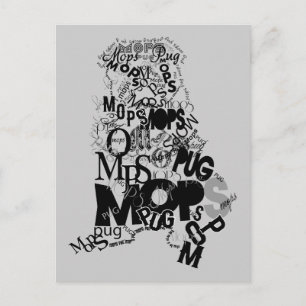 Mops aus Buchstaben Postkarte