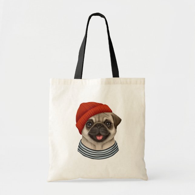 Mops aus rotem Hut Tragetasche (Vorne)