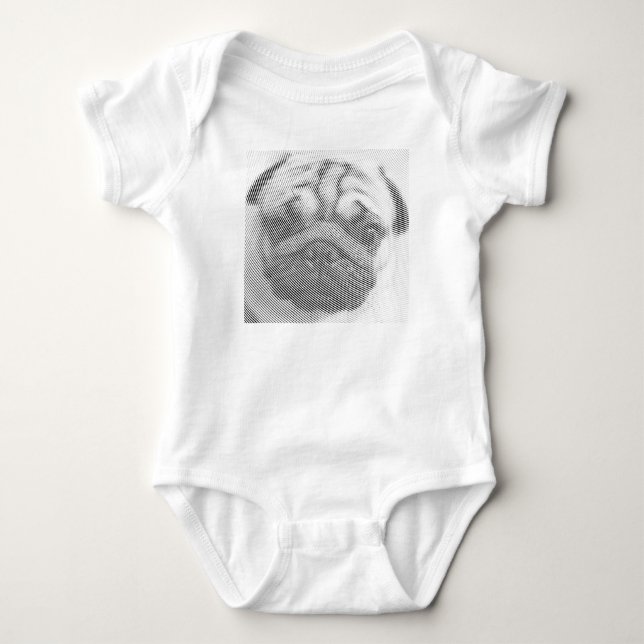 Mops Baby Strampler (Vorderseite)
