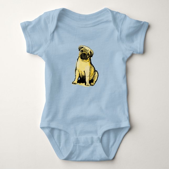 Mops Baby Strampler (Vorderseite)