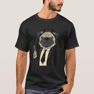 Mops Badass Gangster Cartoon Funny Pet Hund Lover T-Shirt