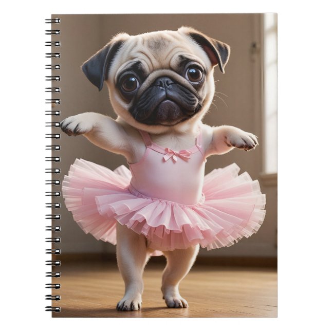 Mops Ballerina Notizblock (Vorderseite)
