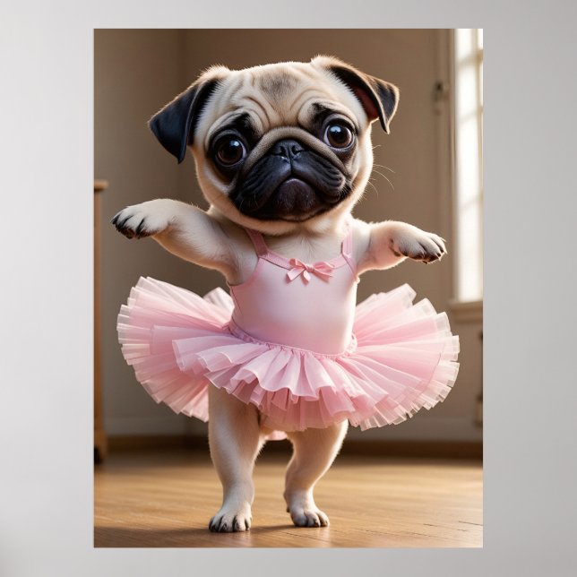 Mops Ballerina Poster (Vorne)