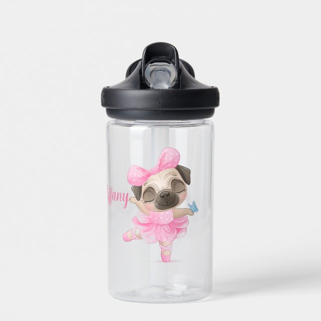 Mops Ballerina Trinkflasche (Vorne)