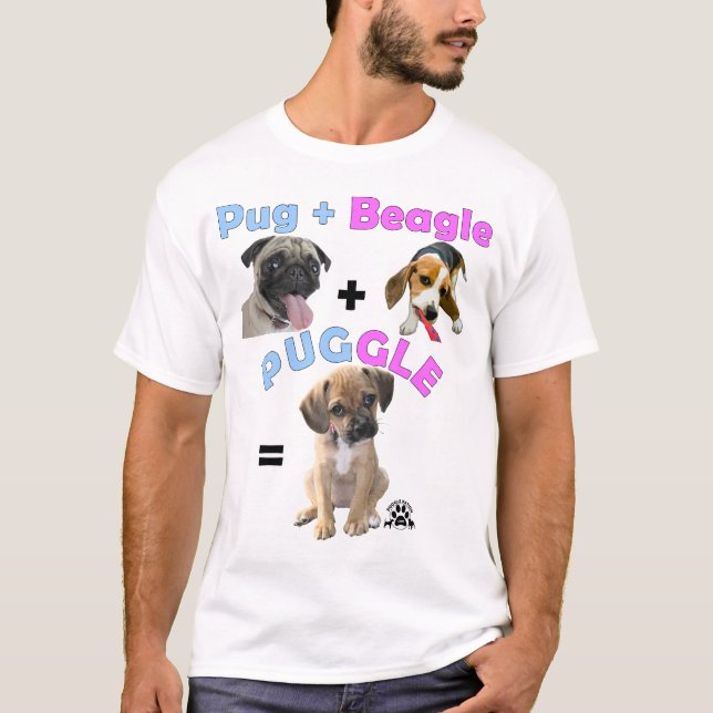 Mops + Beagle = Puggle T-Shirt (Vorderseite)