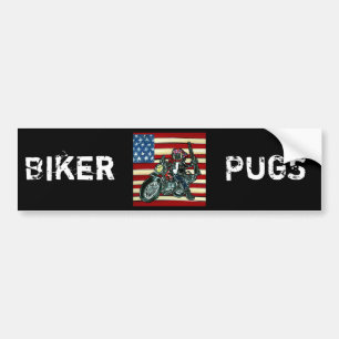 Mops-Biker Autoaufkleber