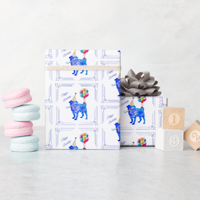 Mops Birthday Geschenkpapier (Babyparty)