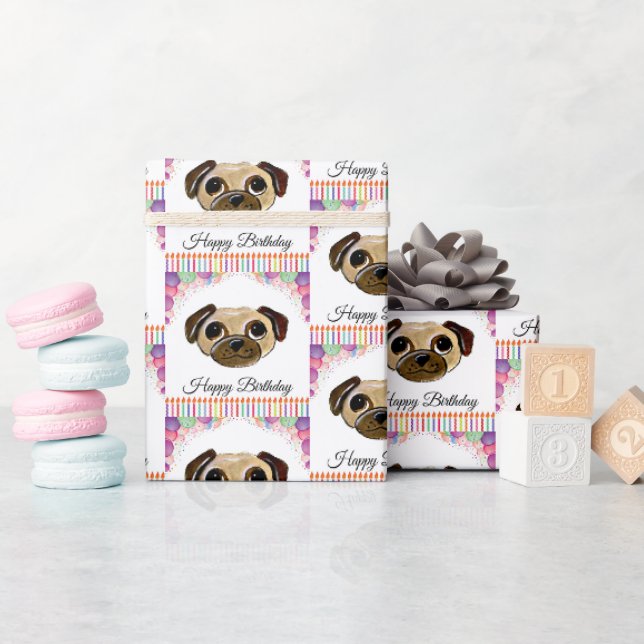 Mops Birthday Geschenkpapier (Babyparty)